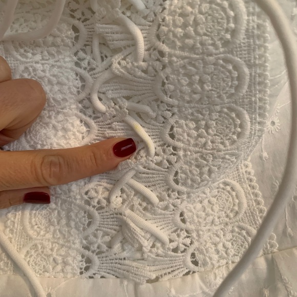 Broderie Lace Tie Up Front Bardot Dress - Picture 10 of 10